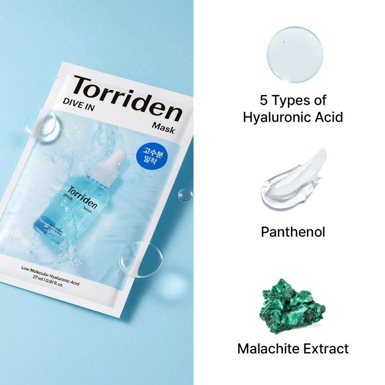 صورة Torriden DIVE IN LOW MOLECULAR HYALURONIC ACID MASK PACK 27ML (1EA)