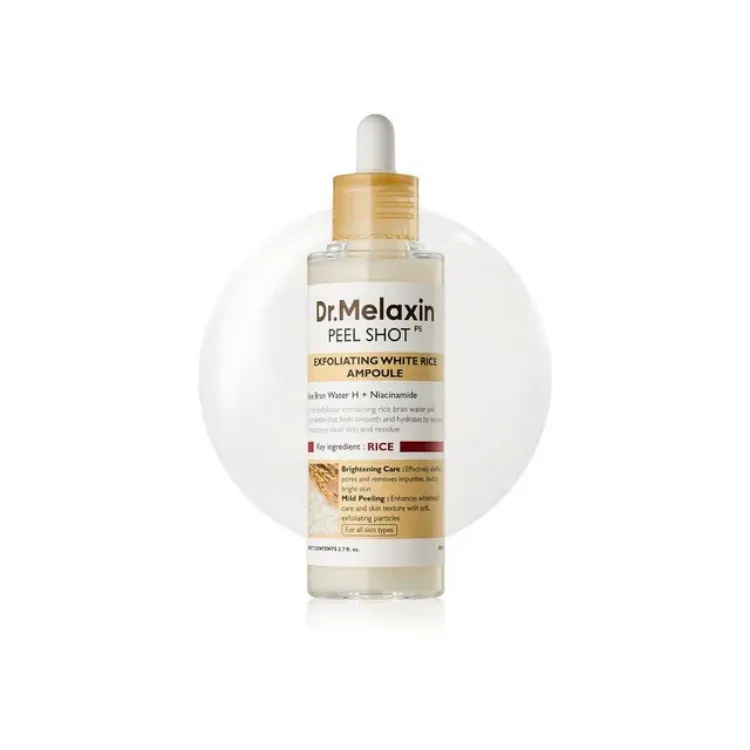 صورة Dr.MELAXIN PEEL SHOT EXFOLIATING WHITE RICE AMPOULE 80ML