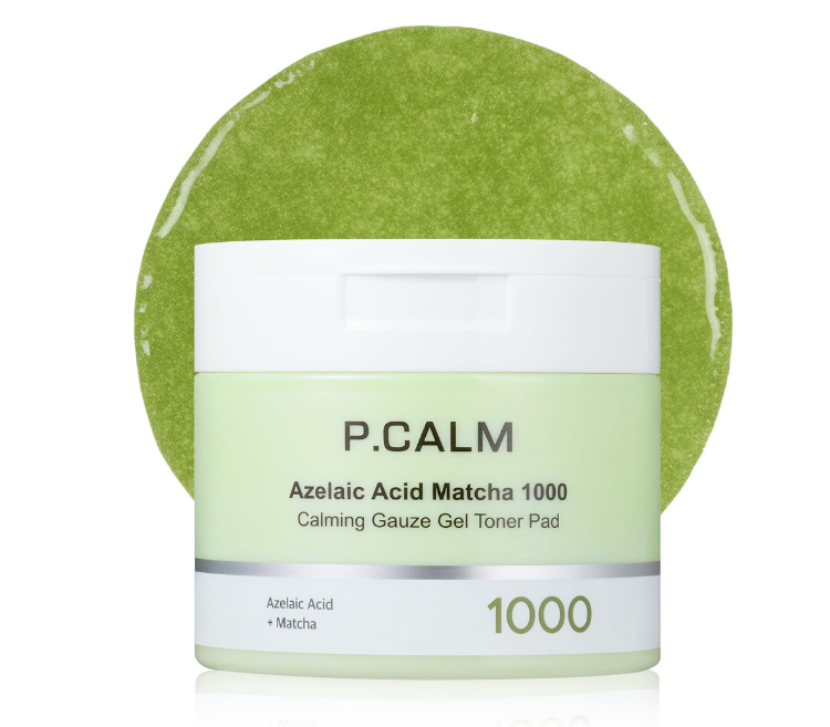 صورة P.CALM AZELAIC ACID MATCHA 1000 CALMING GAUZE GEL TONER PAD