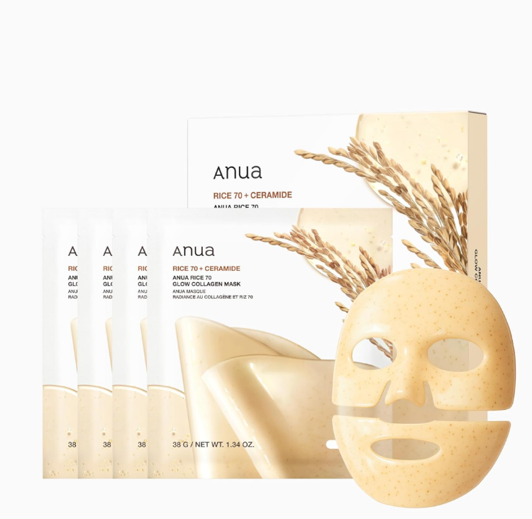 صورة ANUA RICE 70 GLOW COLLAGEN MASK 38g (1EA)*4SET